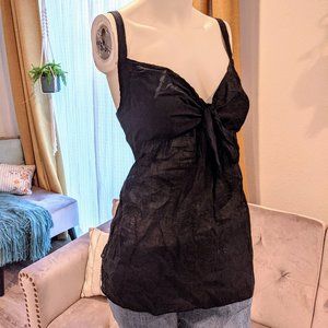 NEW Black Cami Cotton Top with Flirty Center Knot